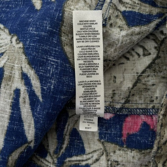 Chicos 100% Linen Lightweight Jacket (Size L) Tropical Print Button 3/4 Sleeve - Picture 8 of 8